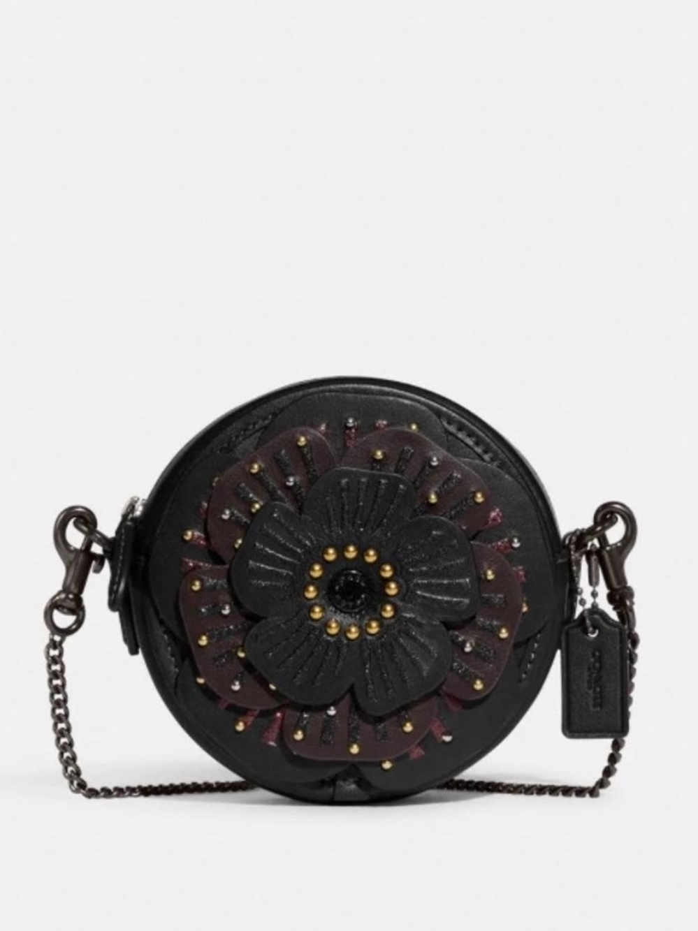 COACH CE782
Round Floral Appliqué Crossbody Mini Bag Purse